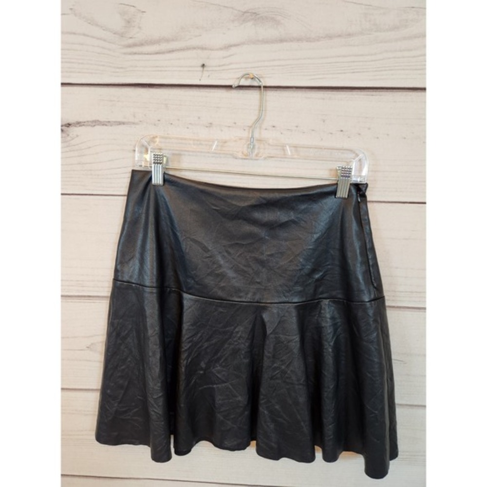 Scoop Certified Vegan Womens Black Leather Solid Side Zipper Mini Skirt Size S